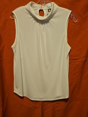 Anne Klein Cream Sleeveless Mock Neck Tank